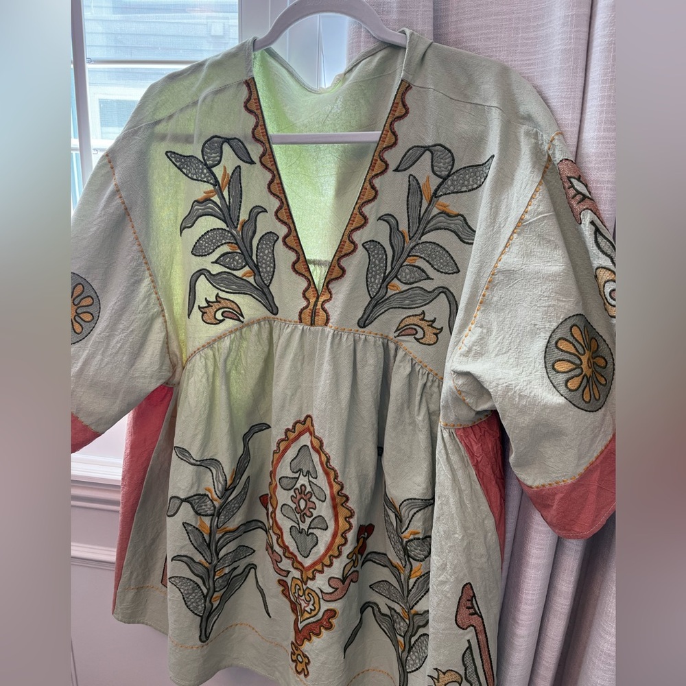 Floral Embroidered Tunic Top/short dress